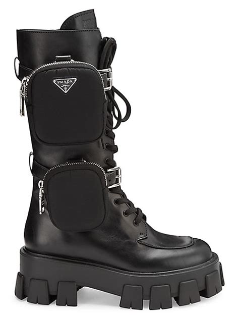 prada lug-sole leather combat boots|Prada Pocket Lug.